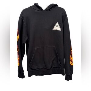Palm Angels Black and Orange Flame Sweatshirt